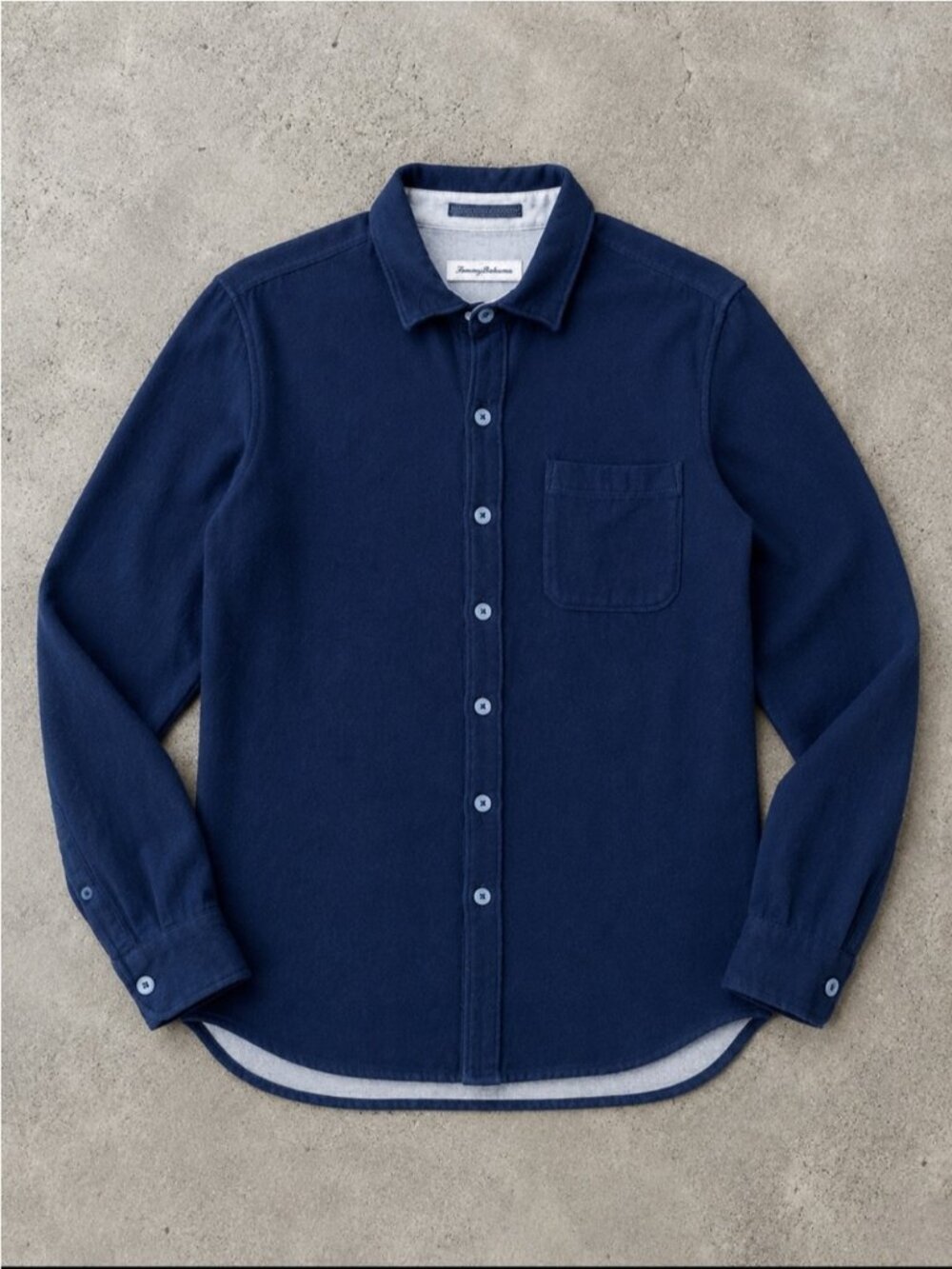 Tommy Bahama Cozy Palms Flannel Shirt Jacket Men Medium Navy Palm Tree Back